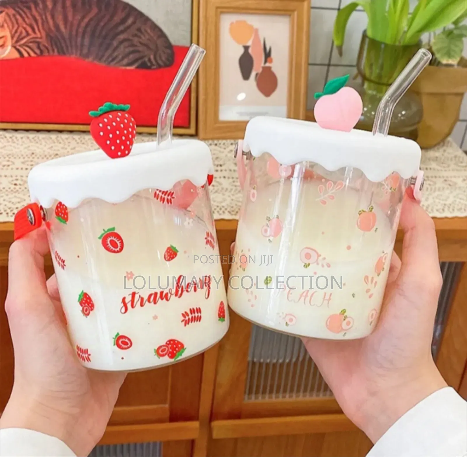 Clear Glass Cup With Lid and Straw for Coffee Juice Smoothies
