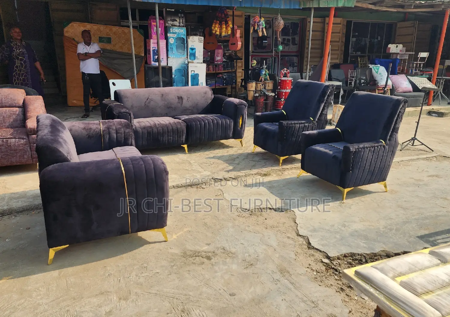 Complete Set of Padded Upholstery Sofa Fabric Chairs Parlour