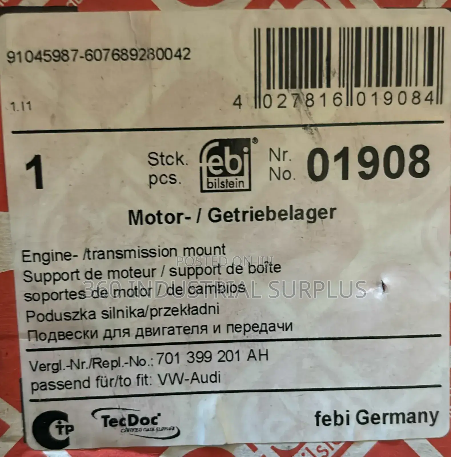 Genuine Febi Bilstein 01908 Engine Mount