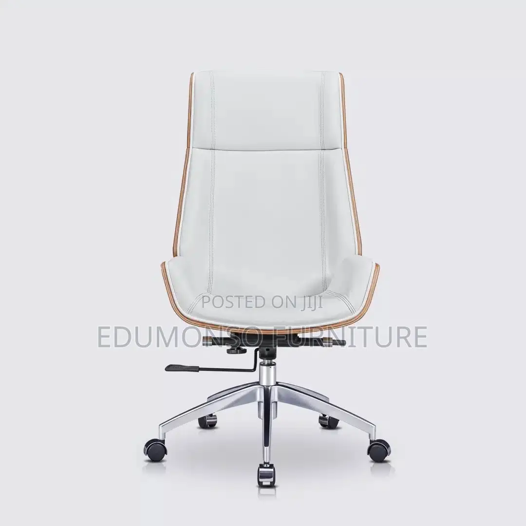 Office Chair in White Leather