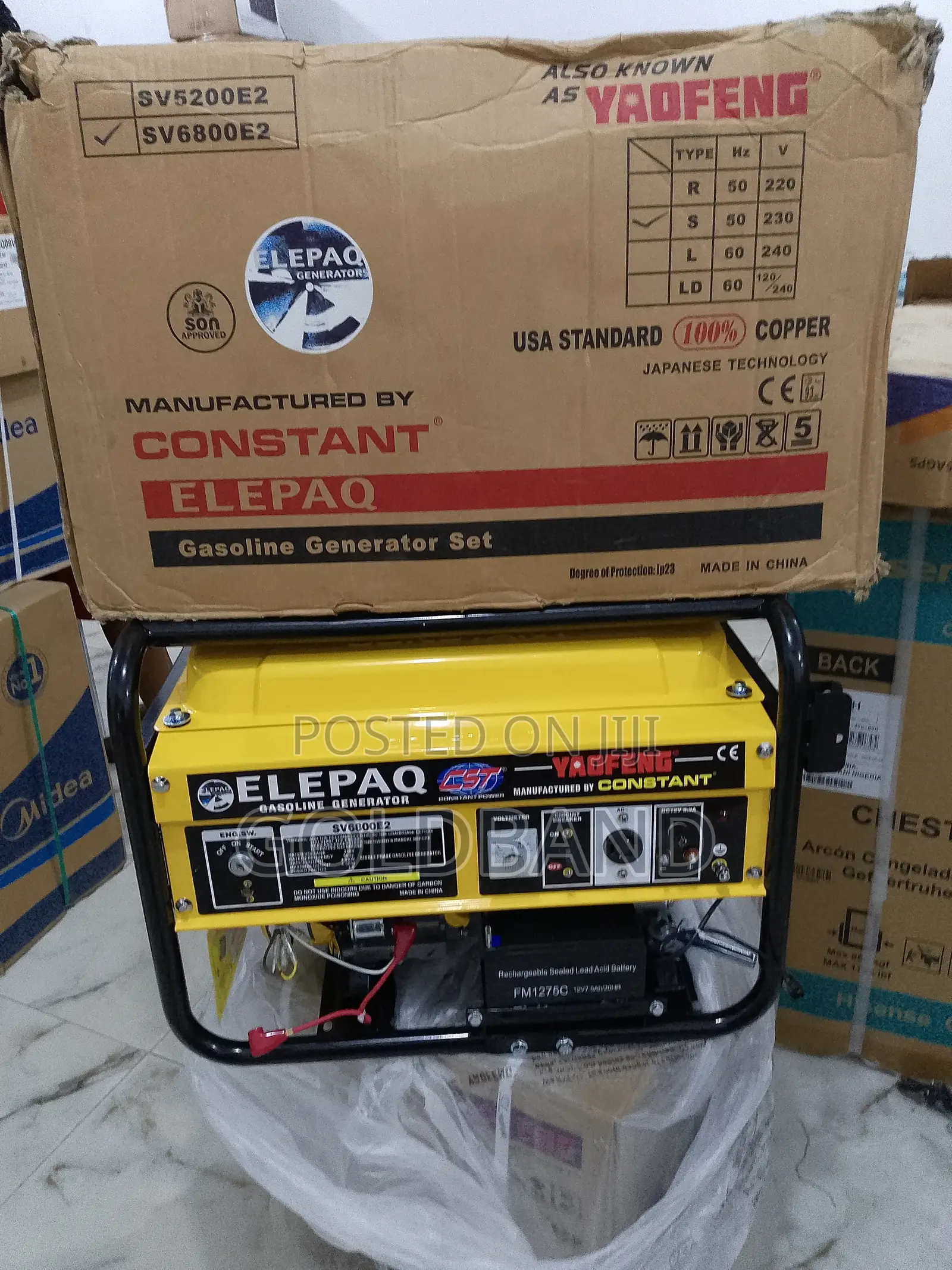 Elepaq Constant 4.5kva 100% Copper House Generator Sv6800es