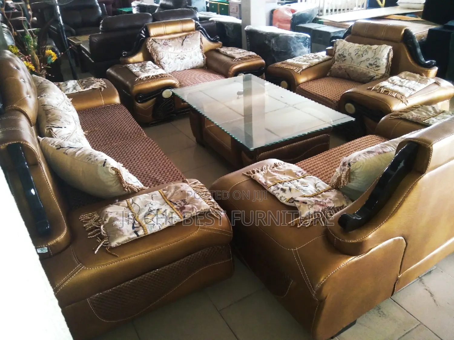 Foreign Imported Set of Mixture Fabric / Leather Sofa Chair