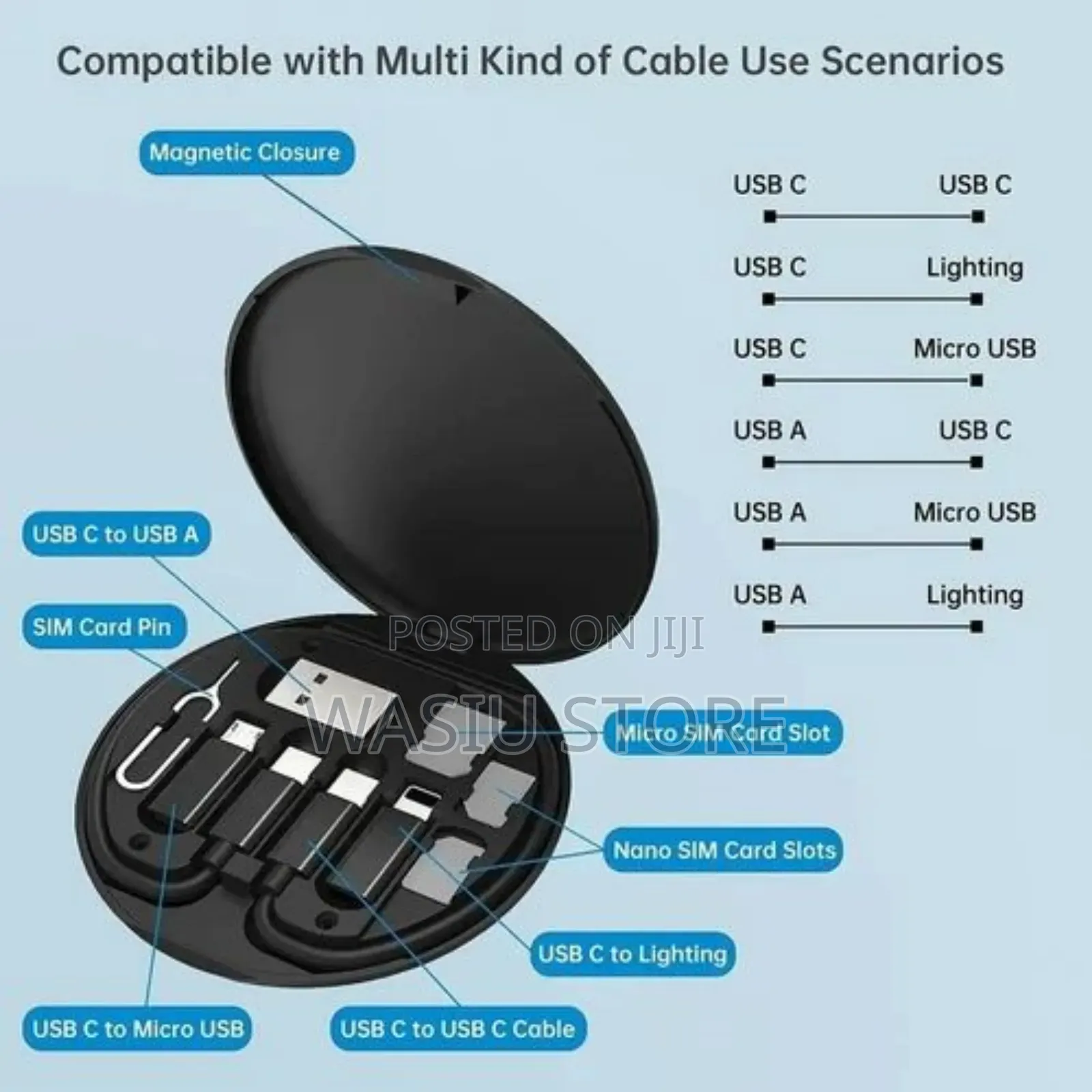 All in 1 Data Cable Set - Universal Travel Charging Kit