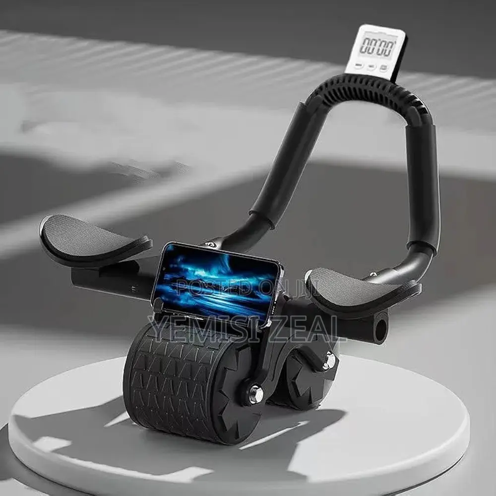 Ab Roller Wheel With Knee Mat Timer, Automatic Rebound