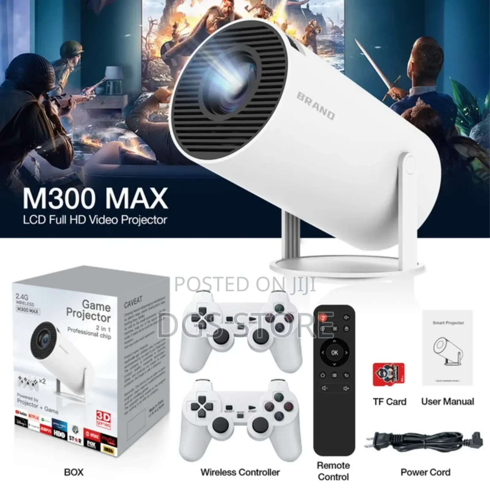 2.4g Wireless M300 Max Game Projector 2in1 3D Games