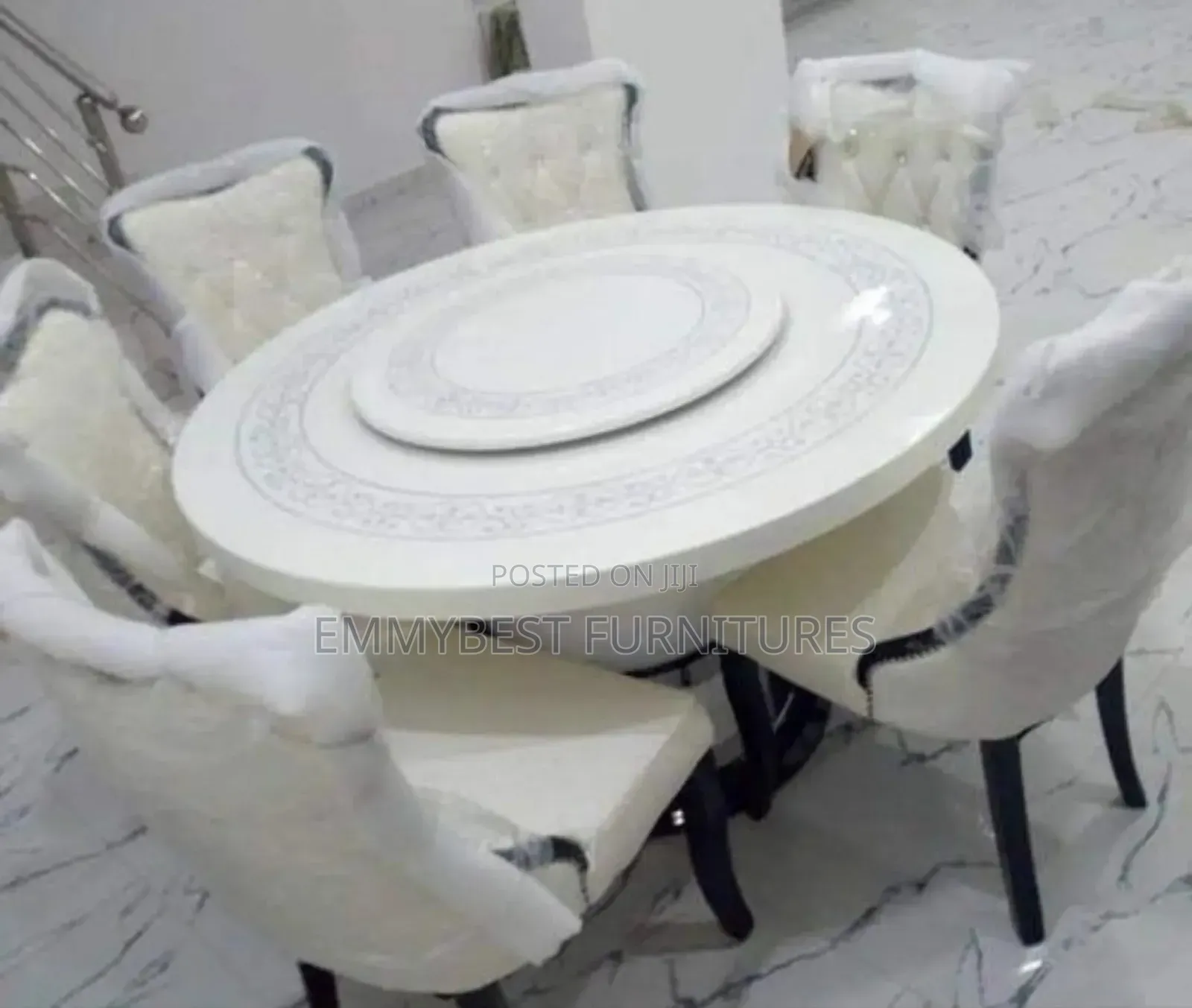 Classic Luxury Scottish Dinning Set, Rolling Marble Top.