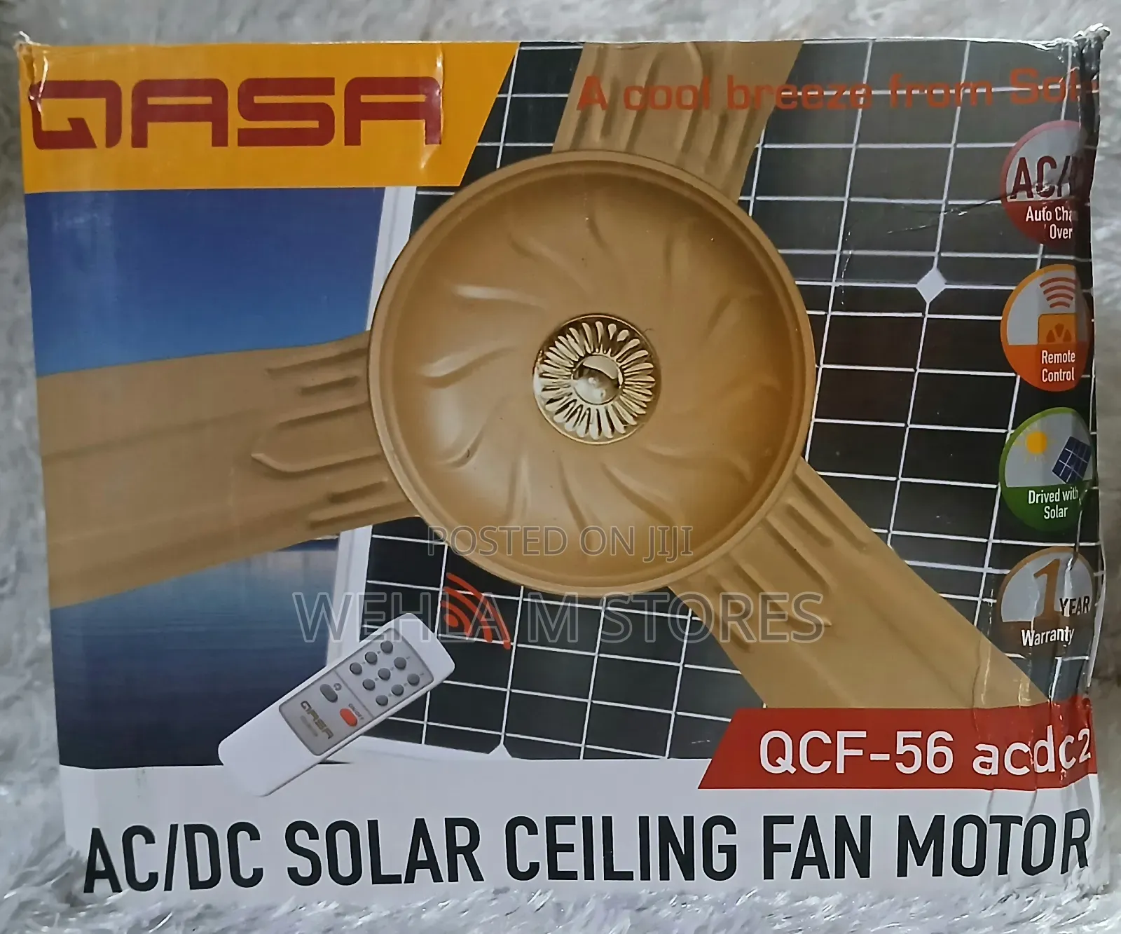 Qasa 56'' Ac/Dc Solar Ceiling Fan QCF-56acdc2