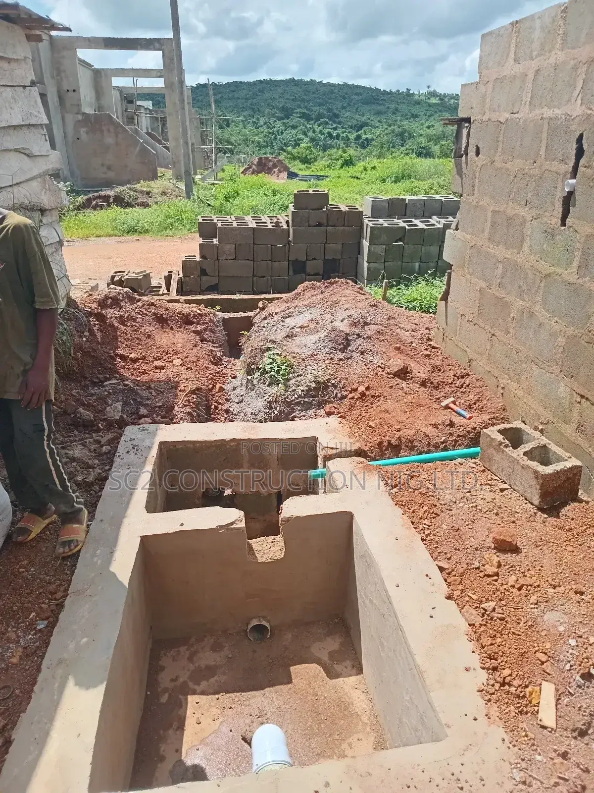 Biodigester Toilet Tank and Water Fall