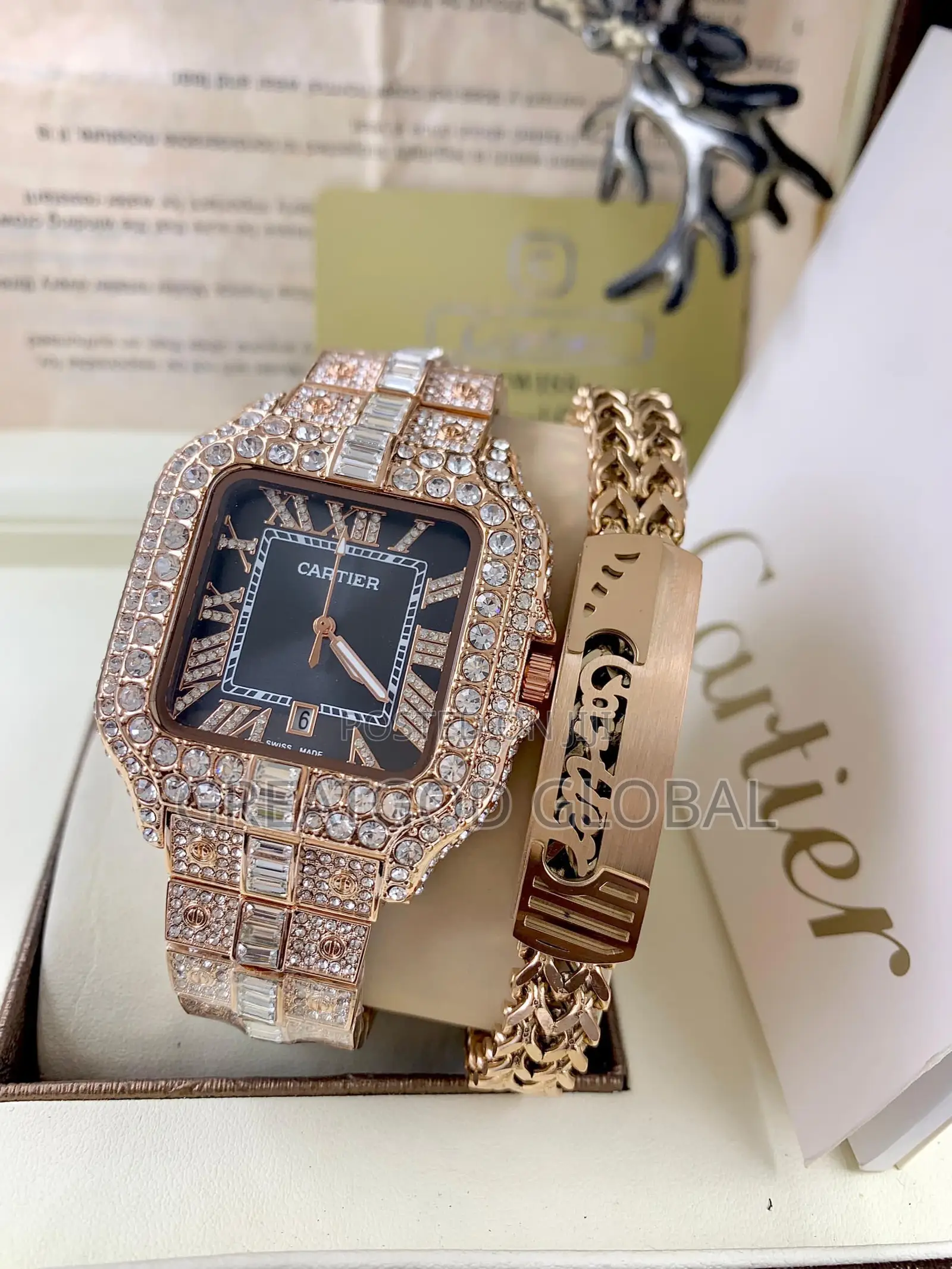 *Cartier Full Stone With Bracelet  for Men