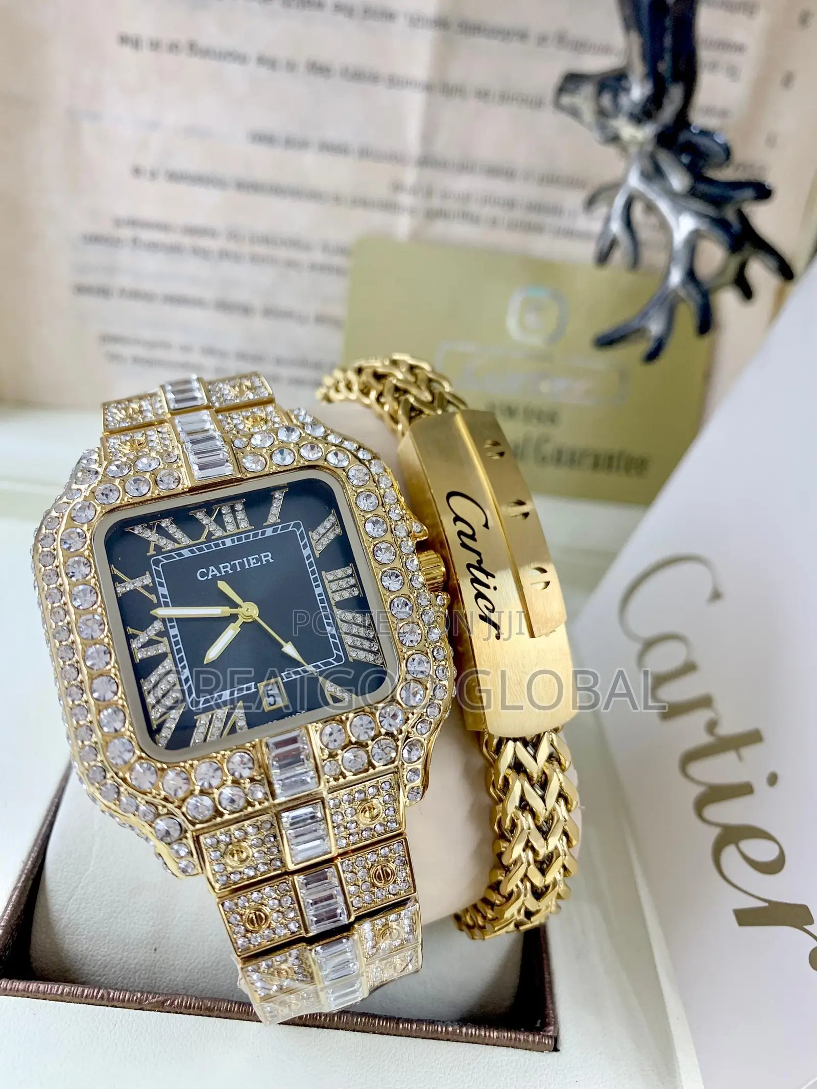 *Cartier Full Stone With Bracelet  for Men