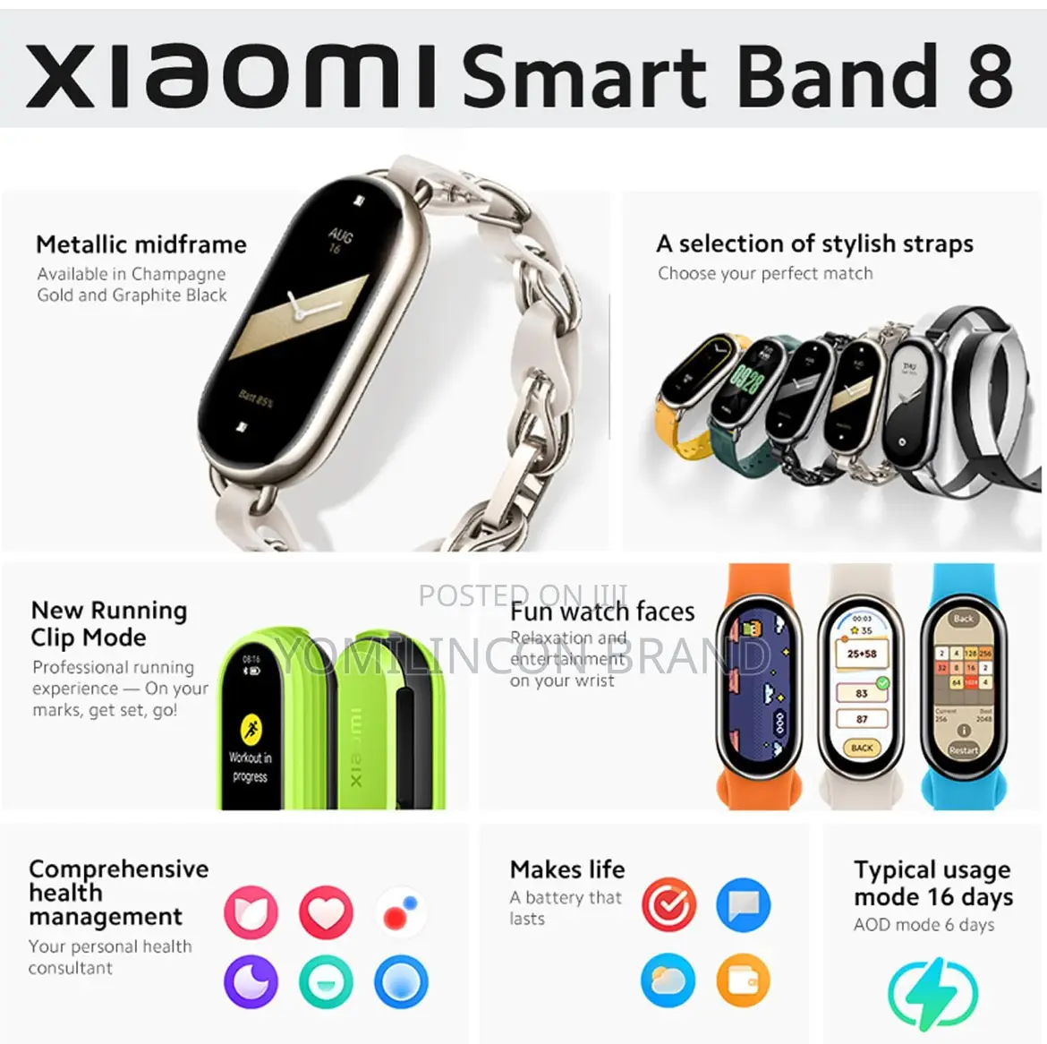 Xiaomi Mi Band 8 Smart Bracelet 1.62“ AMOLED Screen Heart