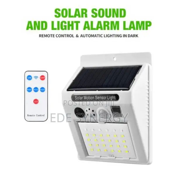 LED Solar Alarm, Remote Alarm Lights, Infrared Sensor -White