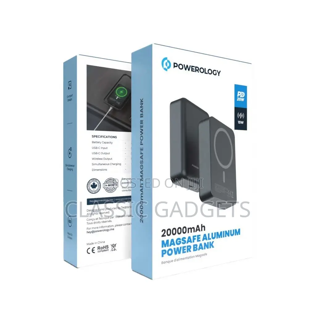 Powerology 20000 Mah 20W PD 15W Magsafe Powerbank