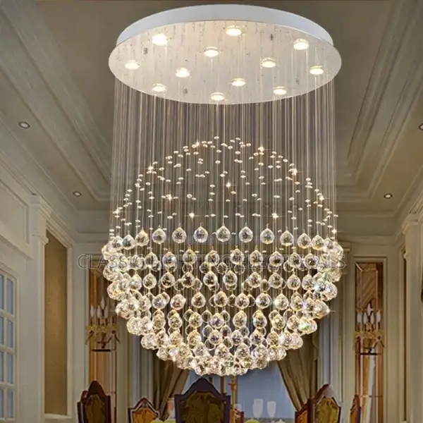 Round Crystal Ball Led Ceiling Chandelier Pendant Lamp