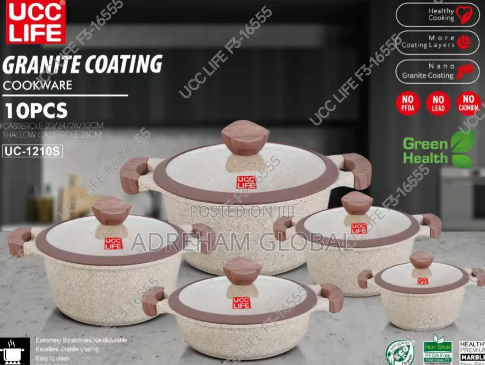 UCC Life 10pcs Granite Coating Cookware Set.
