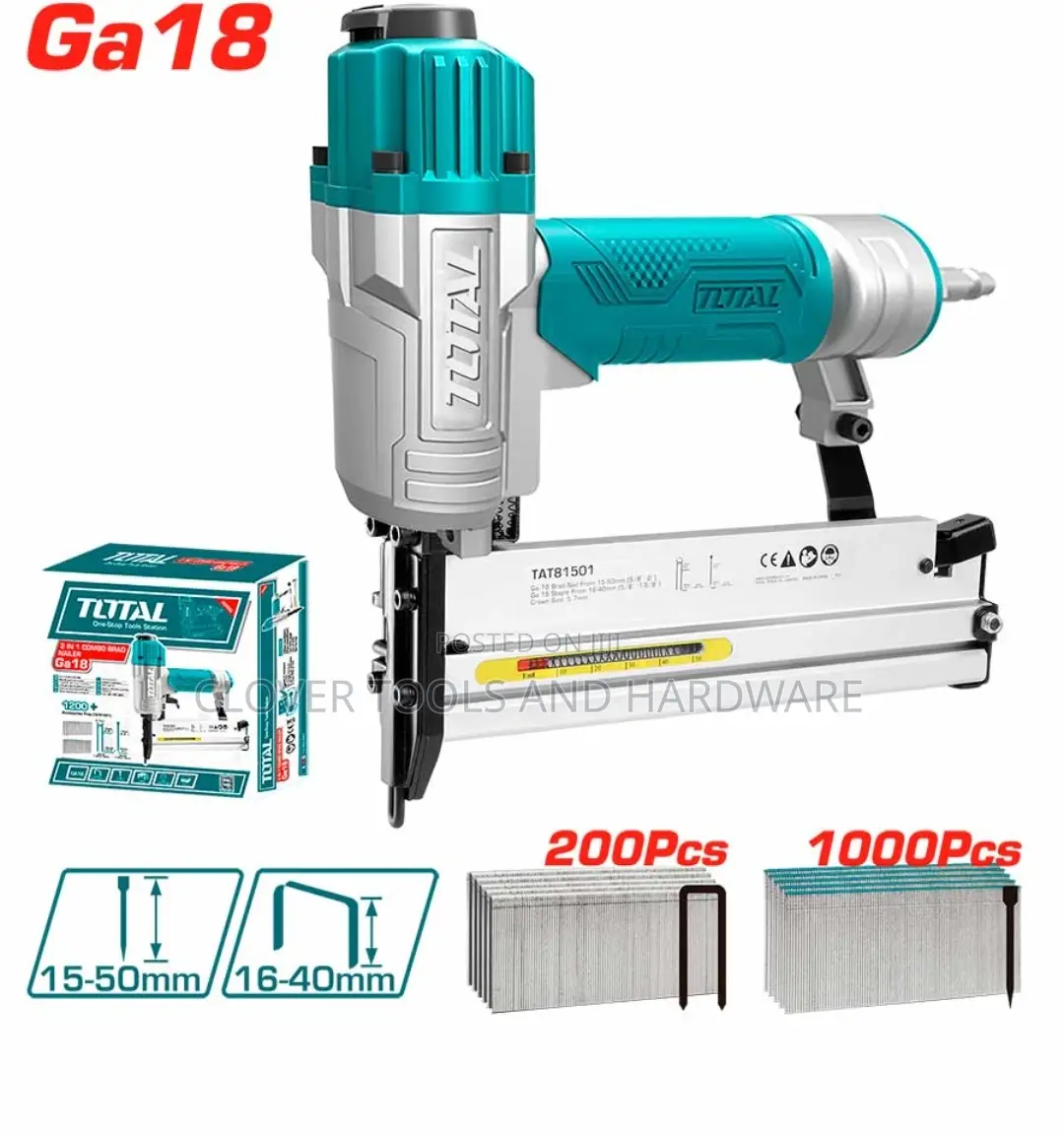 Total 2 in 1 Combo Air Brad Nailer 15-50mm TAT81501