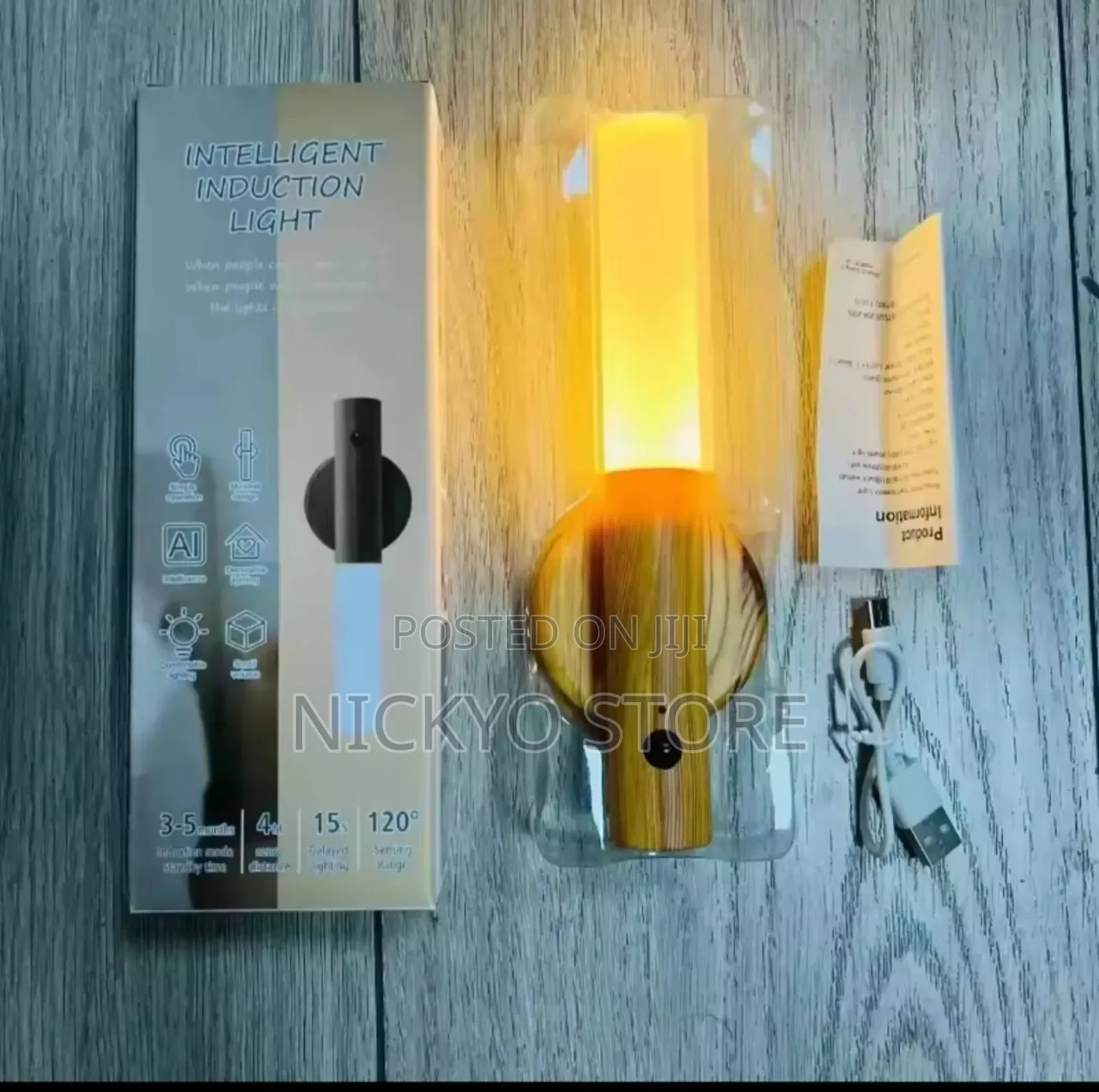Led Night Light Wall Lamps Smart Human Sensor Light Wood