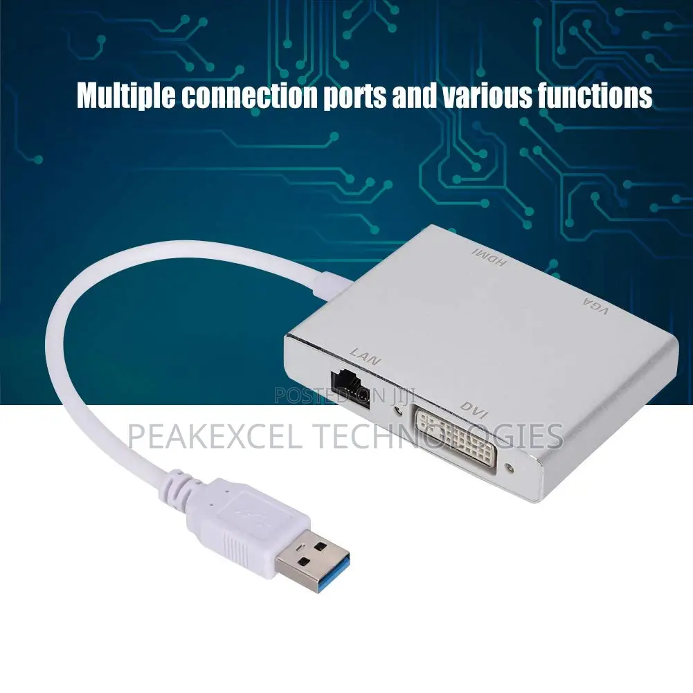 4in1 Usb3.0 to HDMI VGA Dvi +Rj45 1080P Converter Adapter