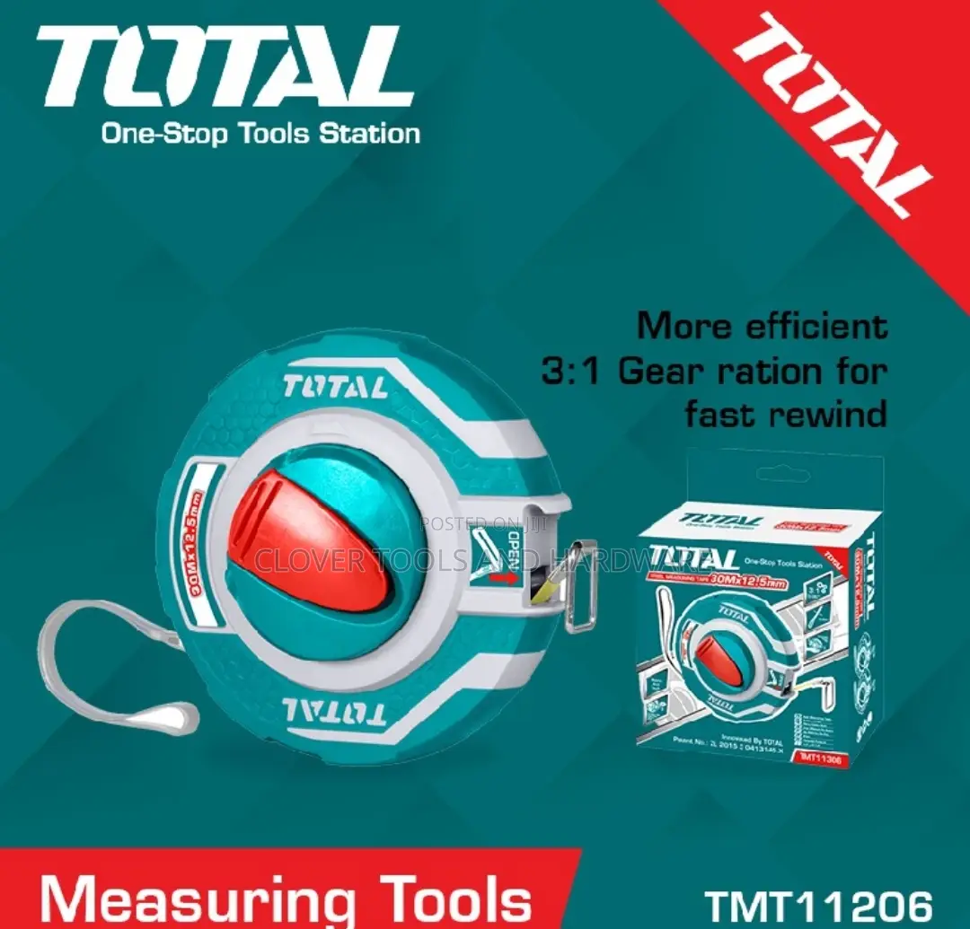 Total Fiberglass Measuring Tape 20M By12.5 Mm TMTF12206