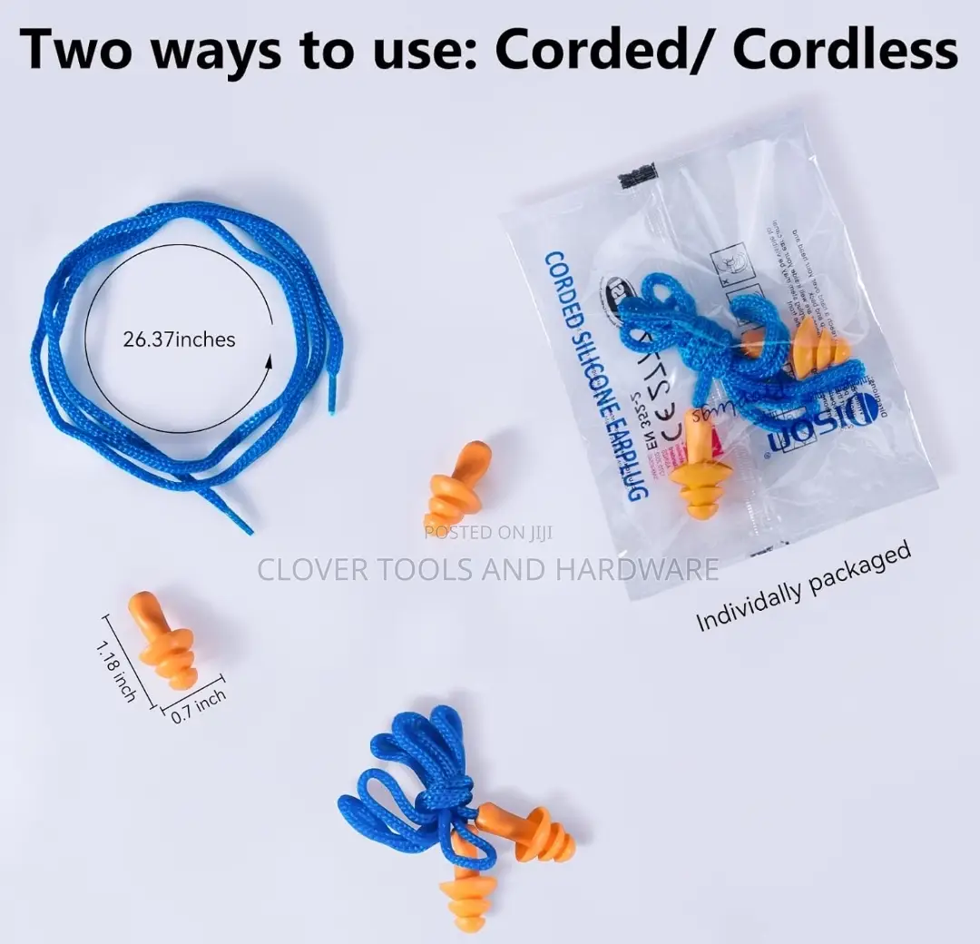 Corded Reusable Earplugs For Hearing Protection, Noise Etc