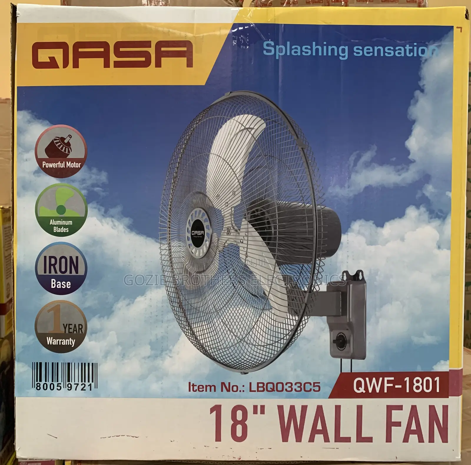 QASA 18 Inches Wall Fan With Iron Blade.
