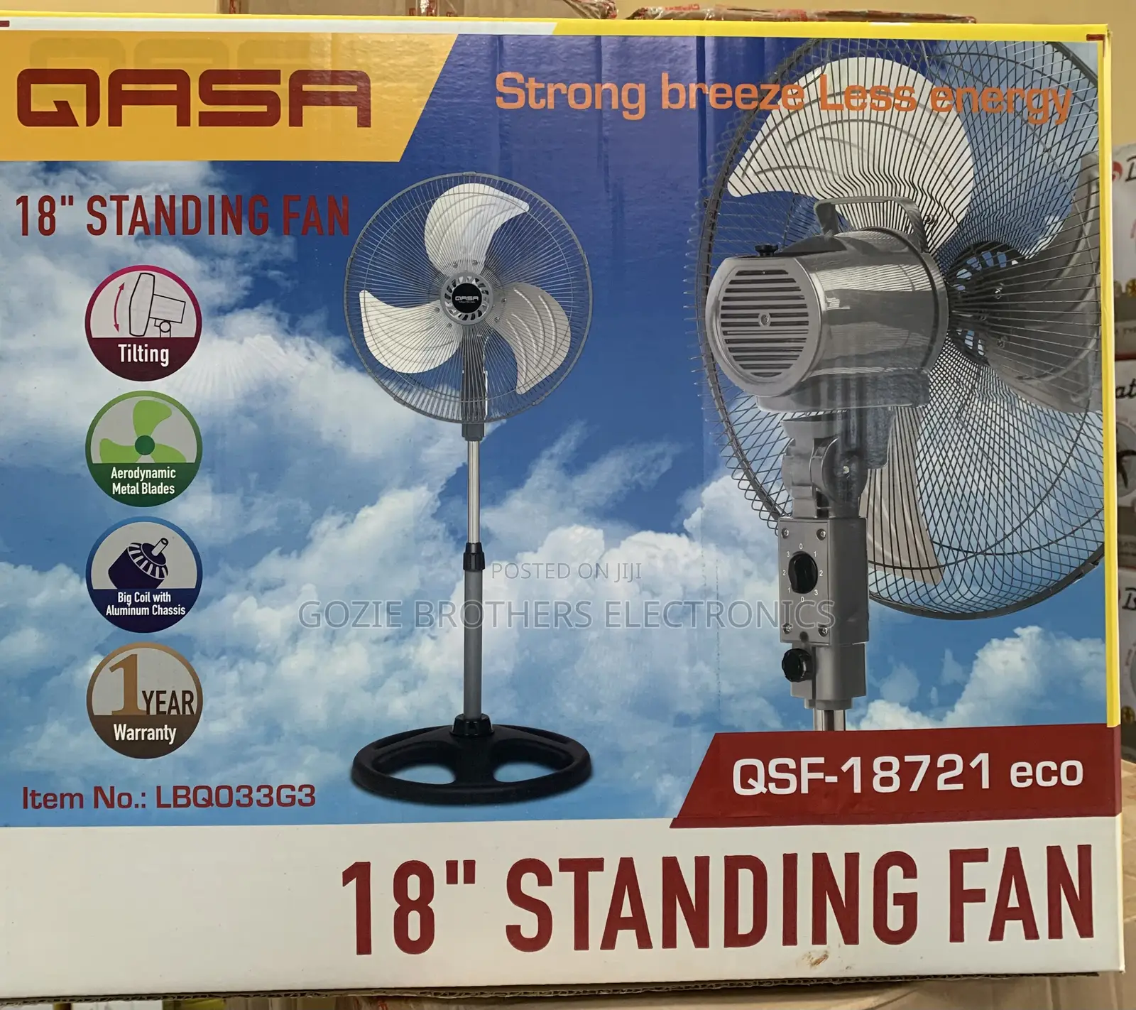 Qasa 18 Inches Standing Fan With Iron Blade and Tilting Head