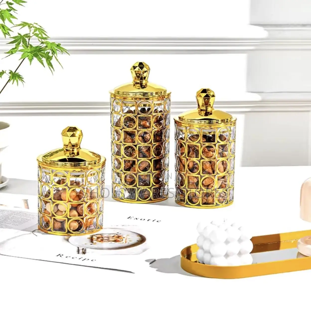 Gold-plated Candy Storage Jar With Lid