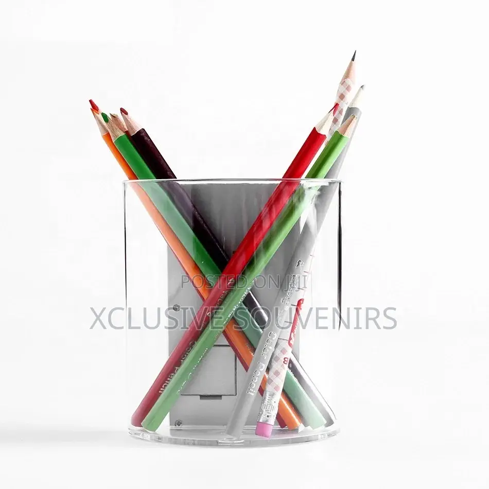 Office Stationary Digital Calendar Desk Clock Pen Holder
