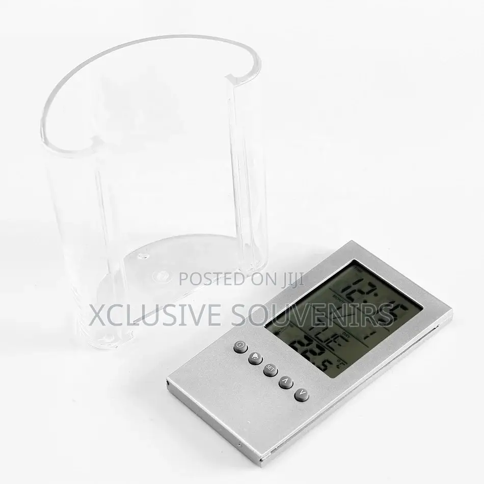 Office Stationary Digital Calendar Desk Clock Pen Holder