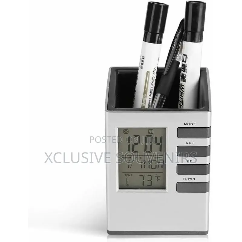 LCD Screen Display Pen Holder With Digital Calendar
