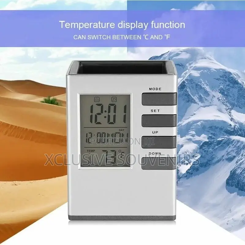LCD Screen Display Pen Holder With Digital Calendar