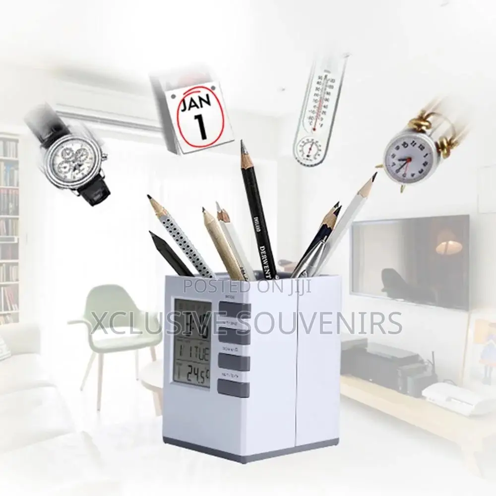 LCD Screen Display Pen Holder With Digital Calendar
