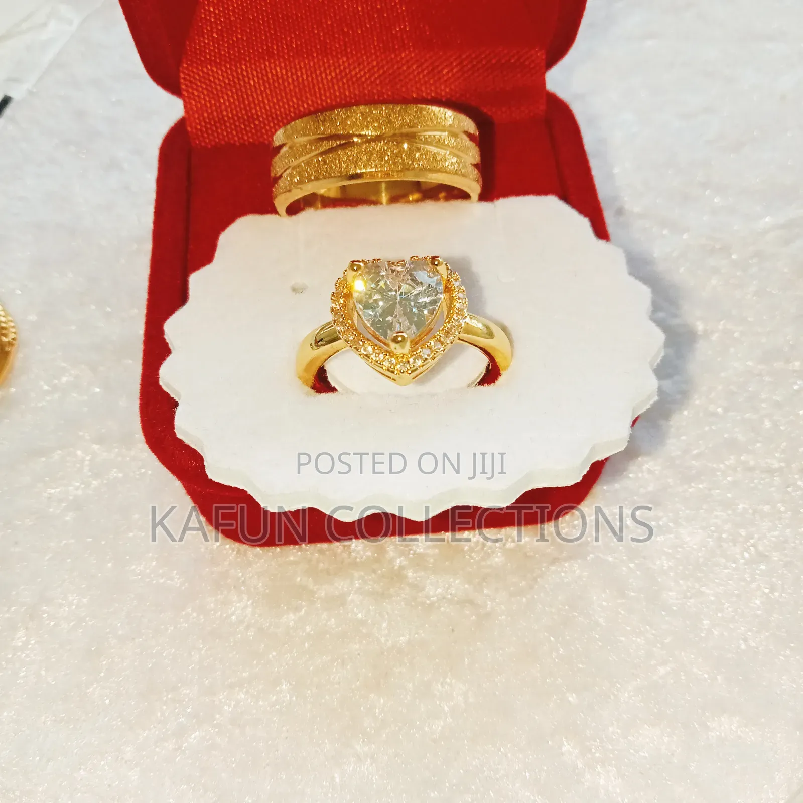 Non-Fading Gold Steel Engagement Ring Set
