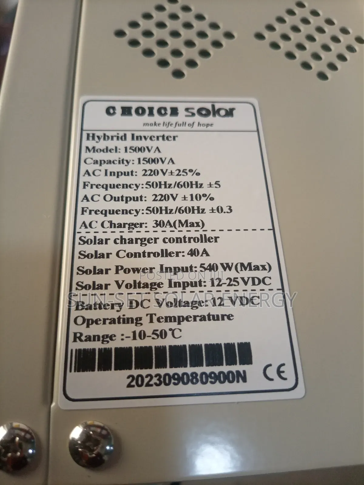 Choice Solar Inverter 1.5kva 12V