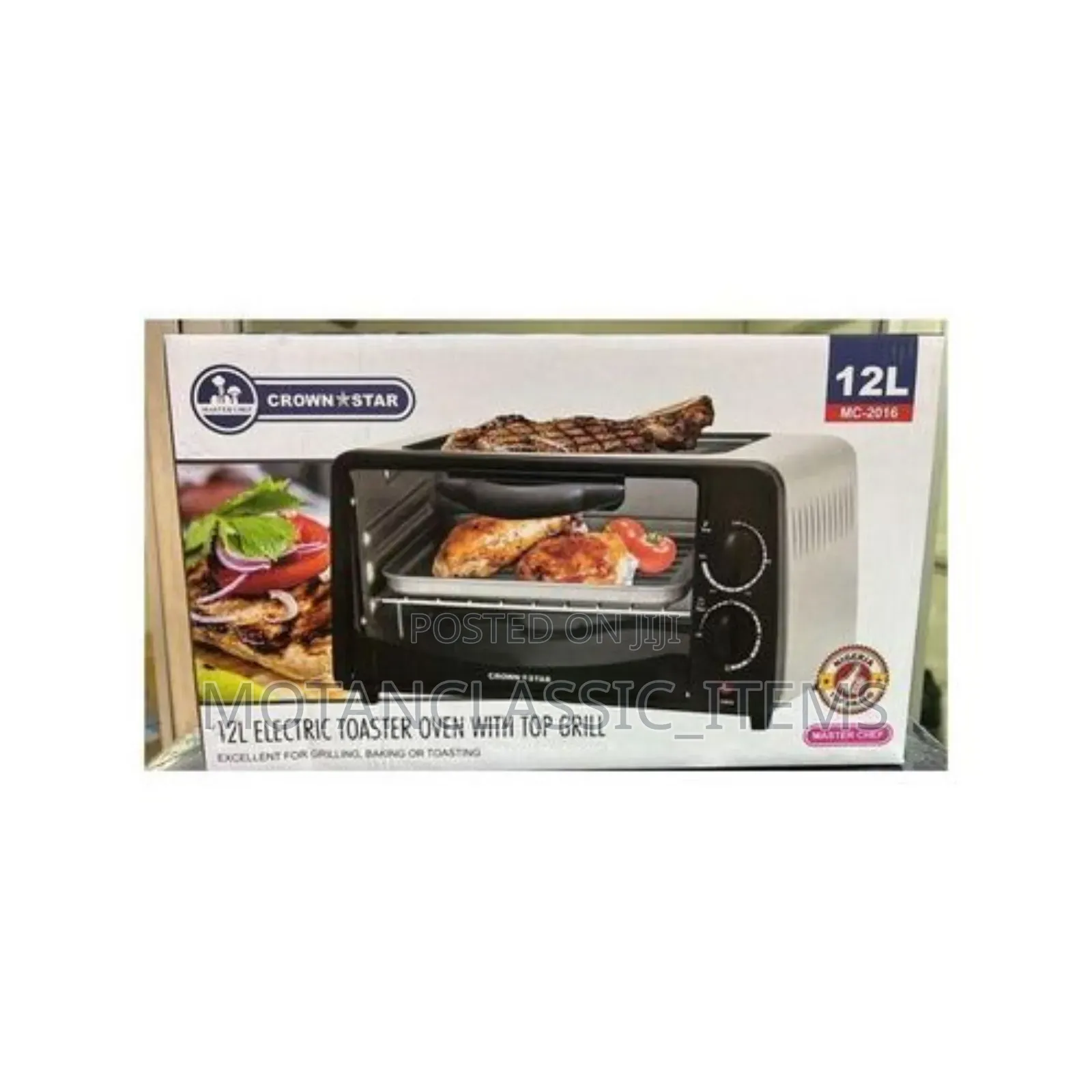 Crown Star Electric Toaster Oven With Top Grill 12litres