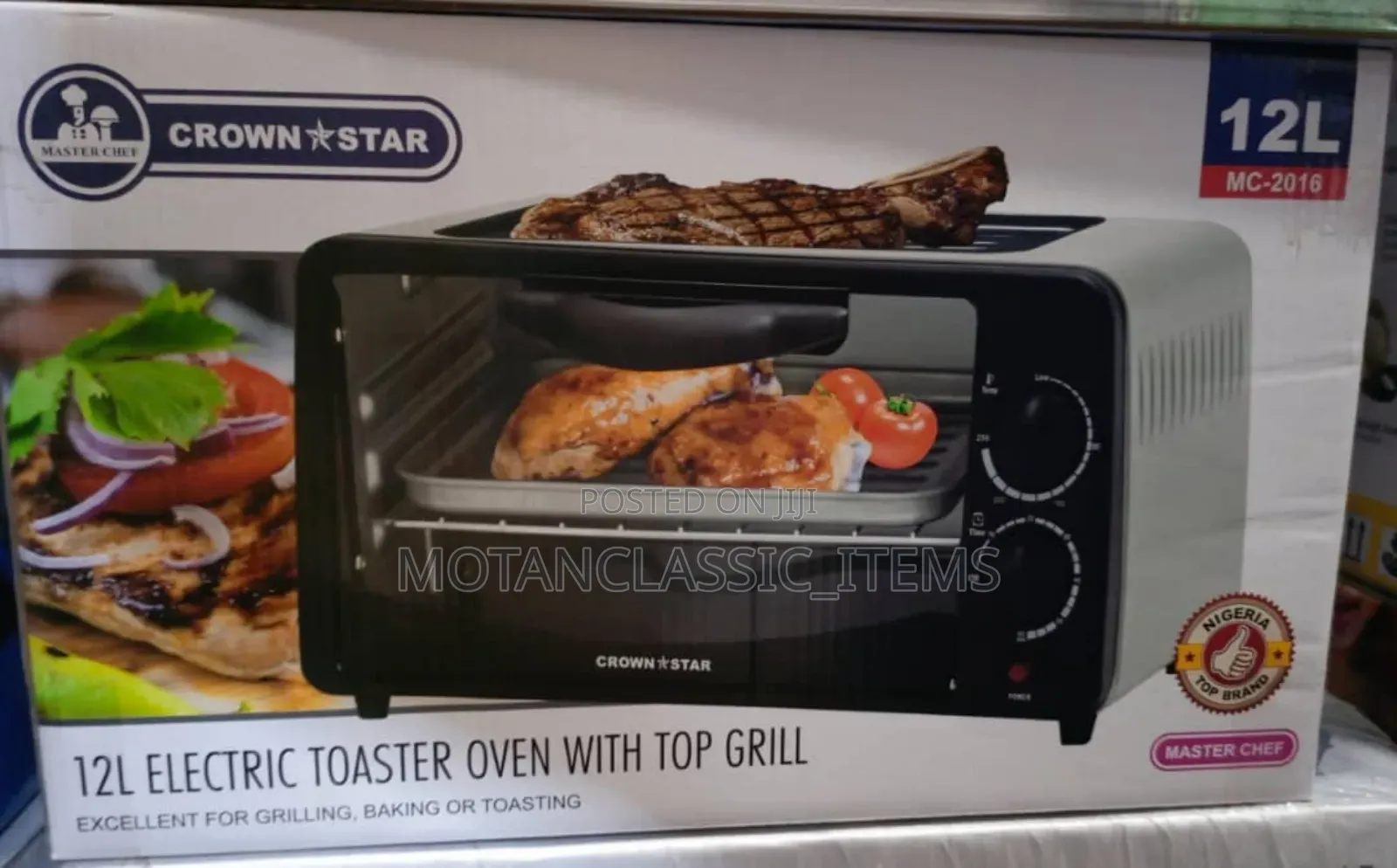 Crown Star Electric Toaster Oven With Top Grill 12litres