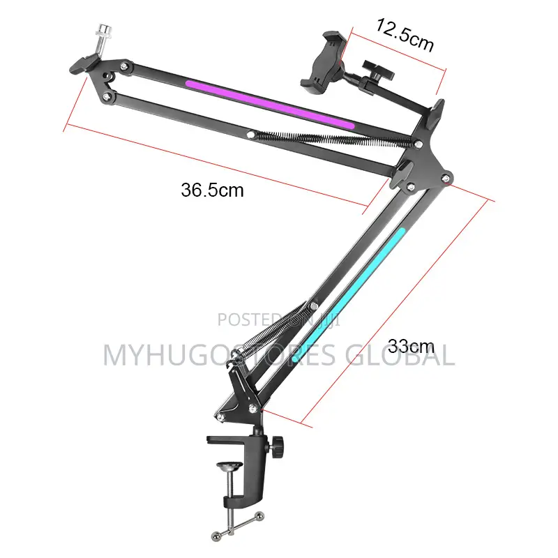 Mic Boom Arm With RGB, Microphone Arm With Desk Mount Clamp