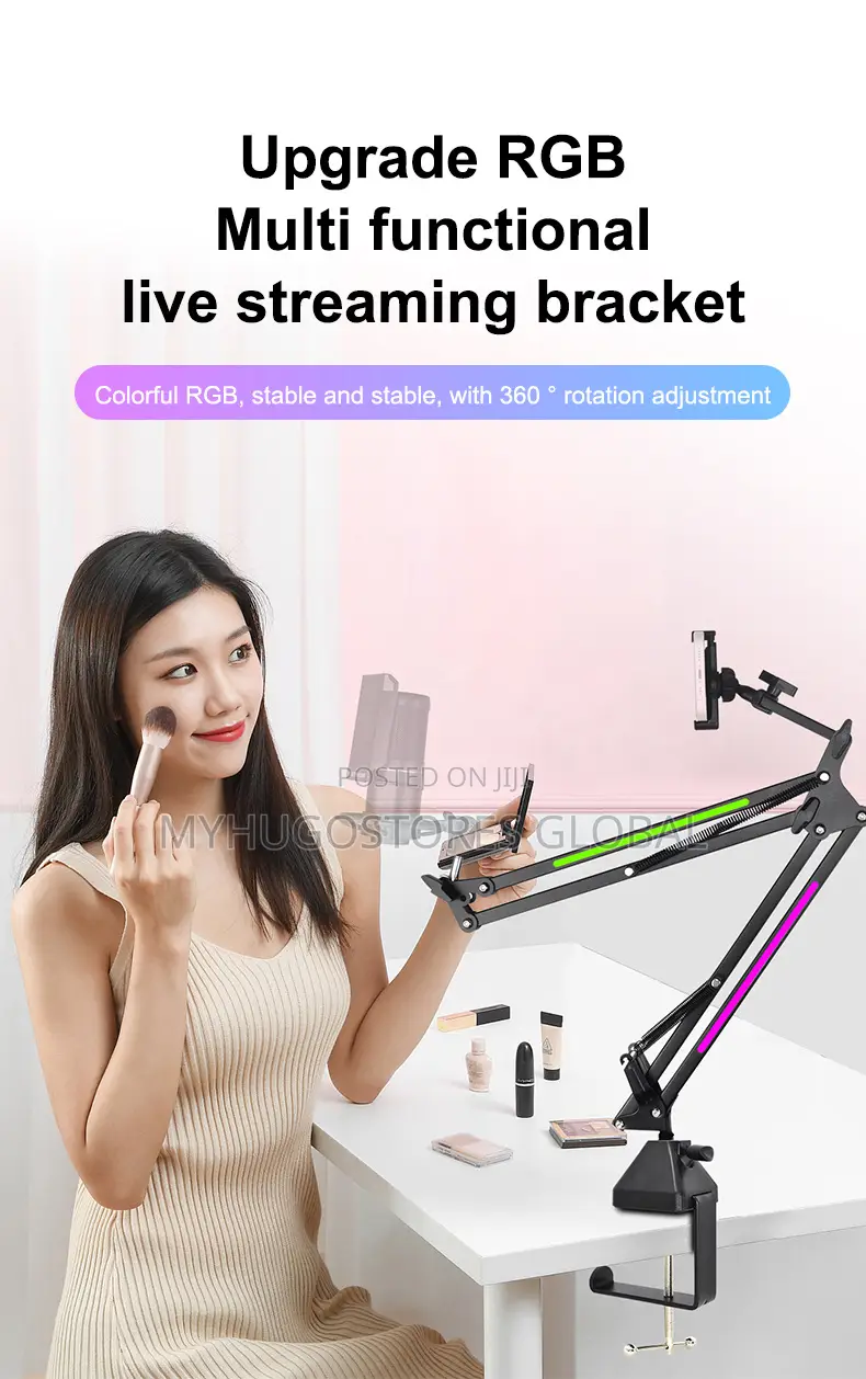 Mic Boom Arm With RGB, Microphone Arm With Desk Mount Clamp
