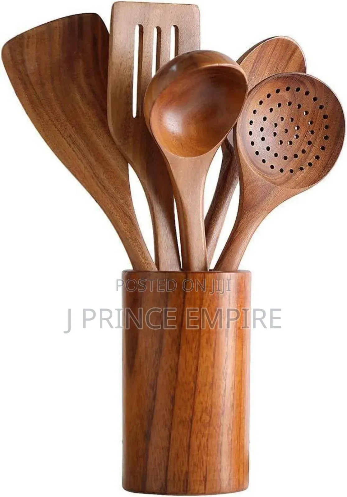 6 PCS Wooden Spoons, Utensils Cooking With Storage Jar