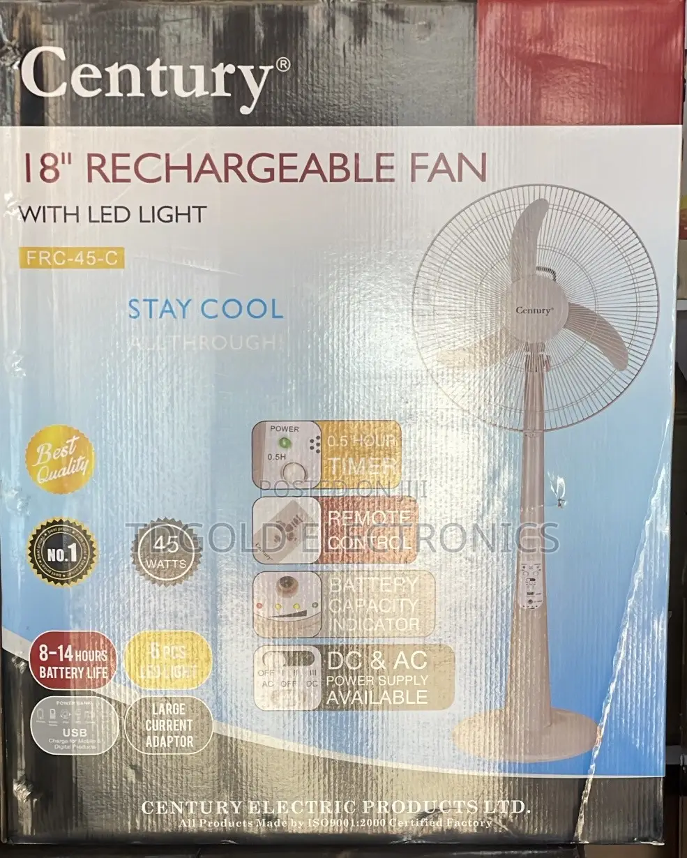 Century 18 Inch Rechargeable Standing Fan
