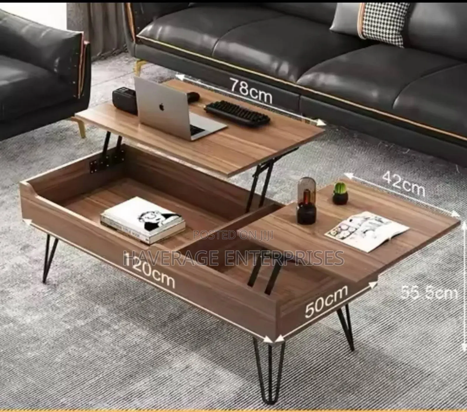 Wood Lift Top Coffee Table With Adjustable Compartment