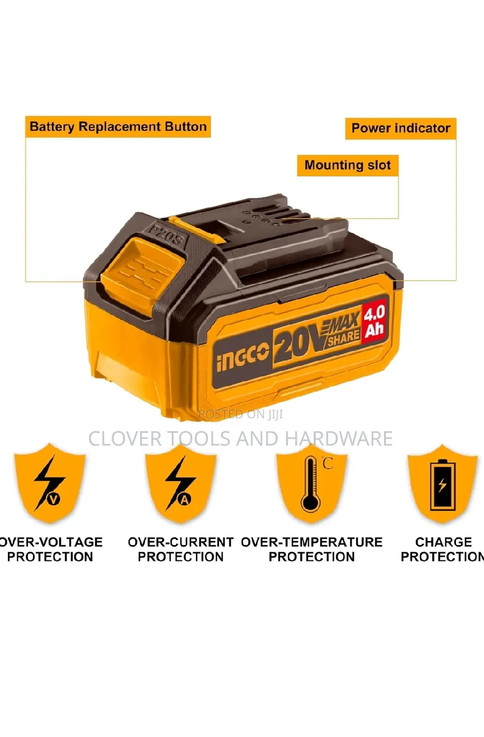 INGCO 4.0ah Lithium-Ion 20V Battery Pack,