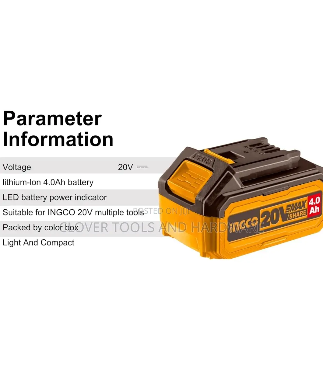 INGCO 4.0ah Lithium-Ion 20V Battery Pack,