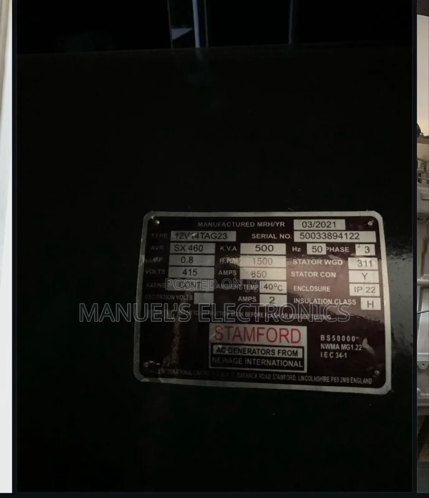 Brand New Perkins Diesel Soundproof Generator Model Sp500kva