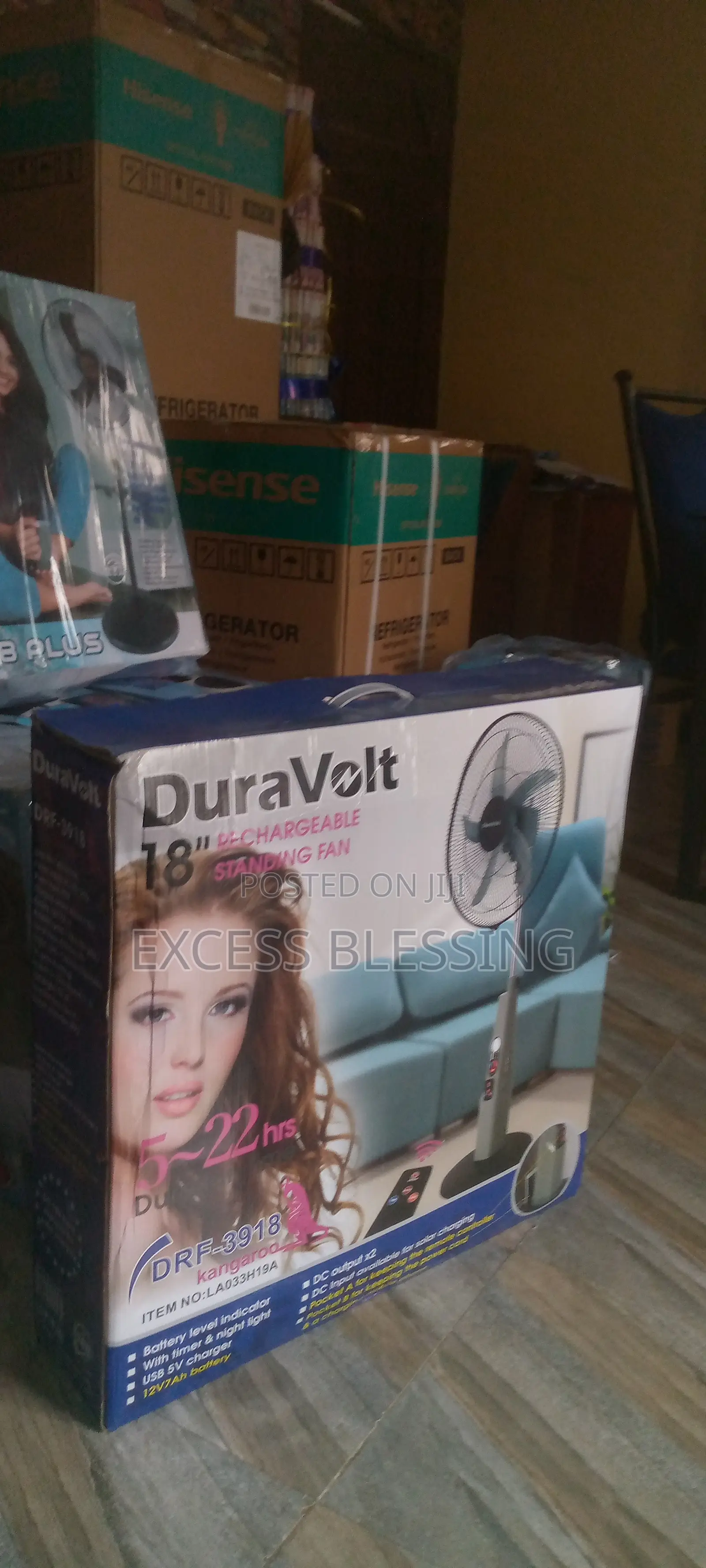 18"Duravolt DRF-3918 Best Rechargeable Standing Fan
