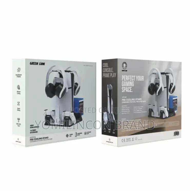 Green Lion PS5 Cooling Stand Charging Station - White