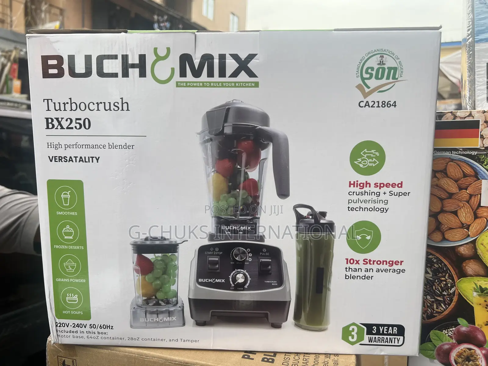 Buchymix Turbocrush Commercial Blender- 2L 2200W Bx250-Black