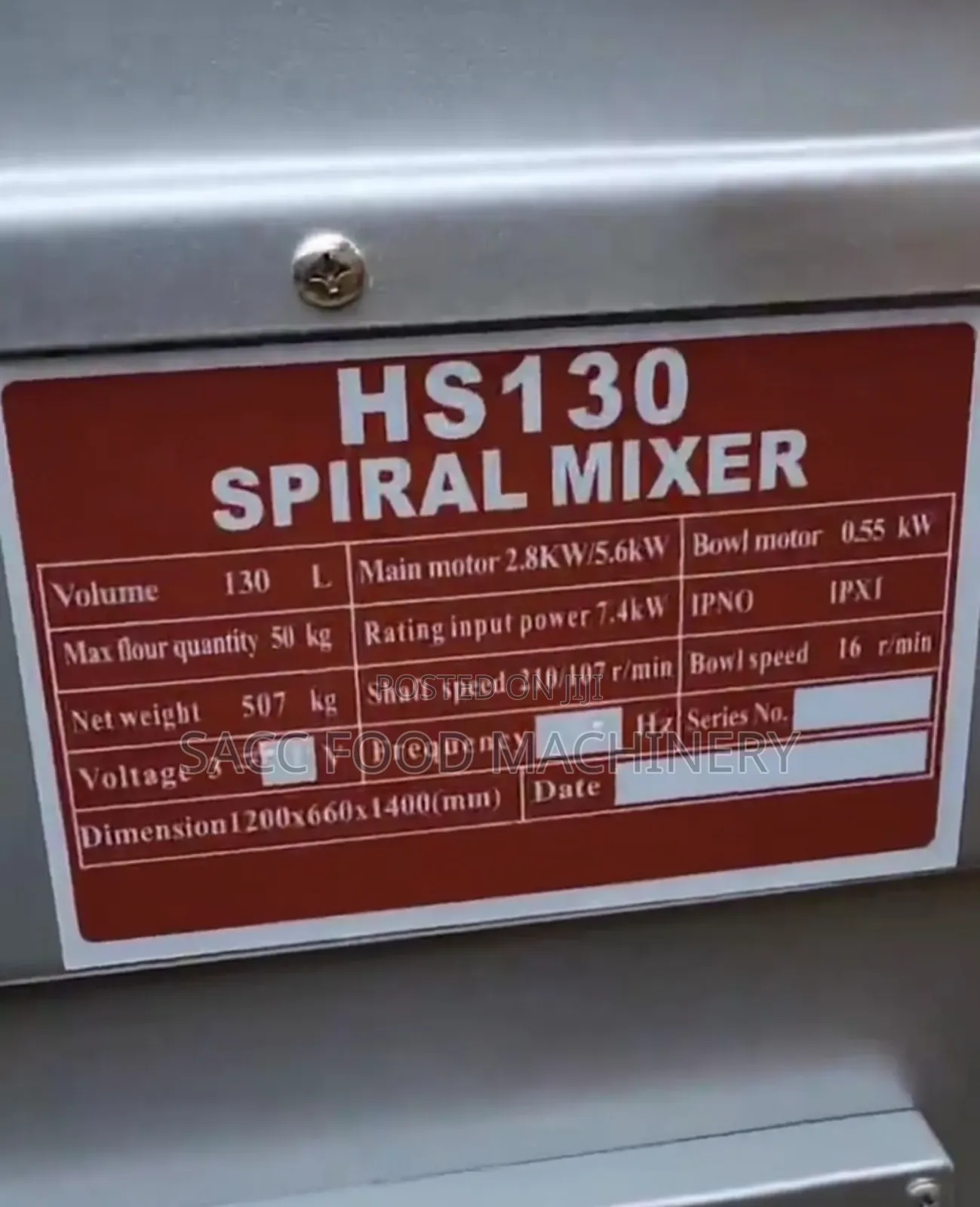 Dough/Spiral Mixer (50kg/1 Bag Of Flour)