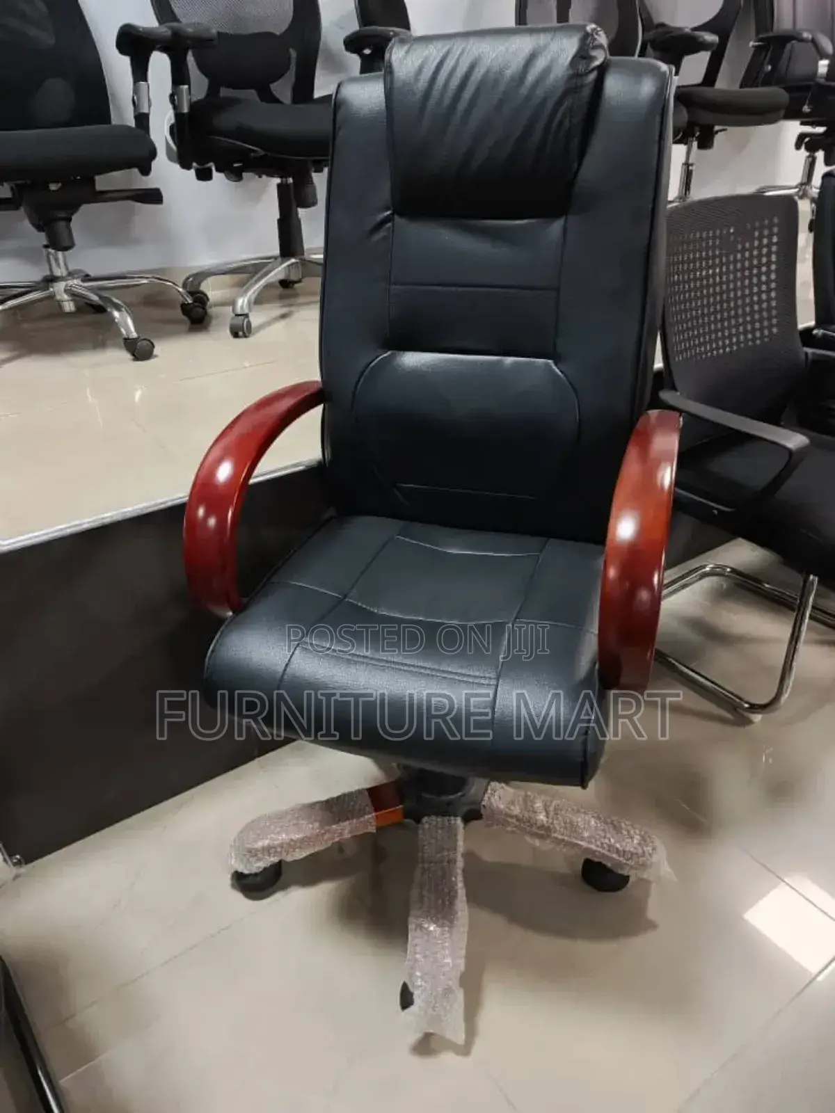 Leather Chair With Wooden Arm