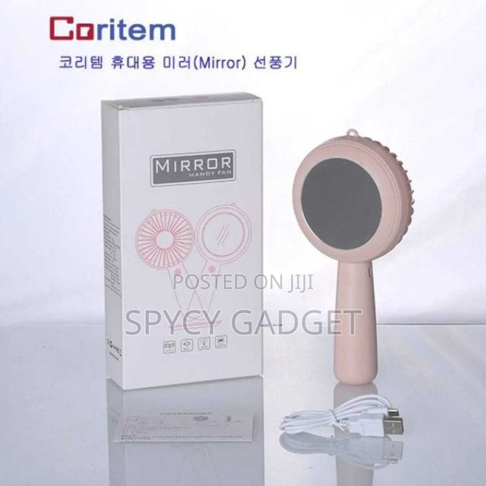Rechargeable Handy Fan With Magnetic Make Up Mirror